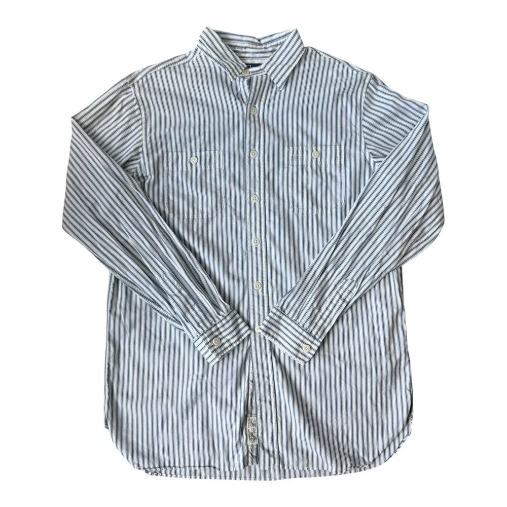 Polo Ralph Lauren Mens L Vintage Nautical Oxford Shirt Anchor Button Stripe